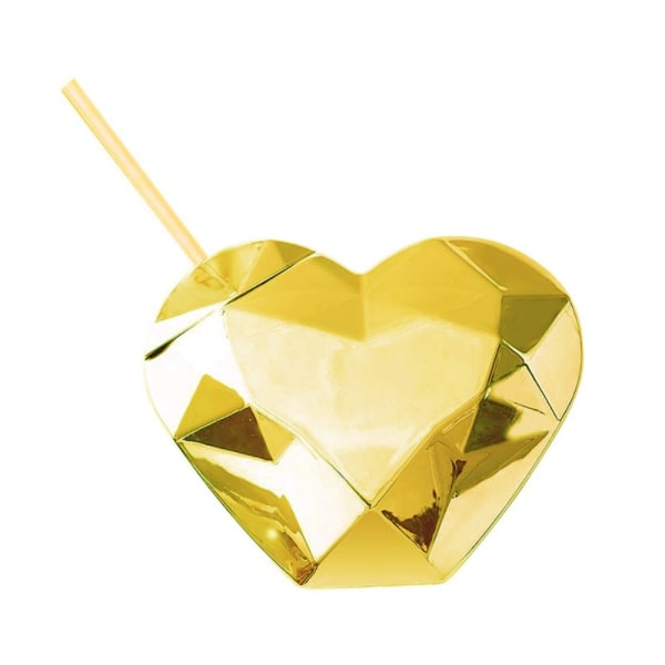800ml Heart Shaped Cup Disco Glitter Ball Cup GOLD Gold