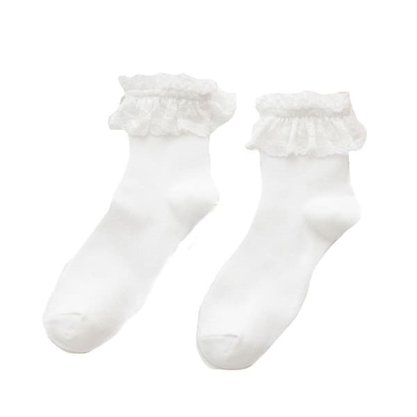 Spets Korta strumpor Princess Strumpor VIT White