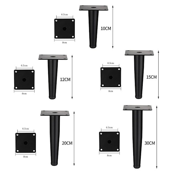 Huonekalut Pyörät Jalat MUSTA 12cm Black 12cm