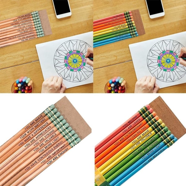 10 kpl Affirmation Set Opiskelijoiden inspiroivat lyijykynät multicolor