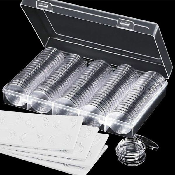 100 STK 30 mm Myntfodral Hållare Myntuppsamlingslåda Case Mynt Transparent