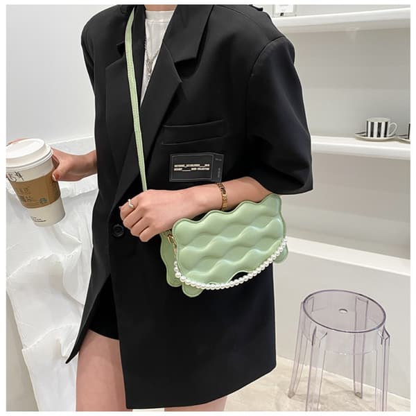New Wave Pattern Women's Bag One Shoulder Bag GUL yellow