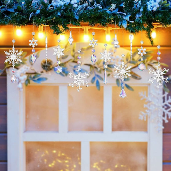 16st Snowflake Ice Cones Crystal Drop Ornament VIT white