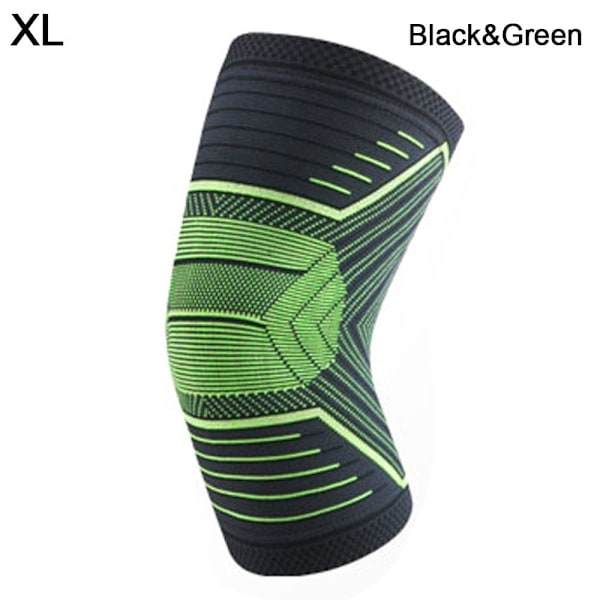 Sportsknæbeskyttere Kompressionsknæbøjle BLACK&GREEN XL Black&Green XL