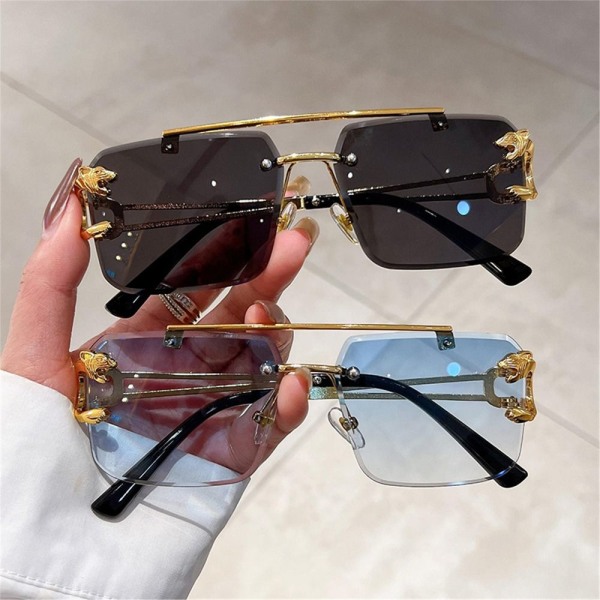 Innfatningsløse solbriller Gepard-dekor solbriller SVART SVART Black