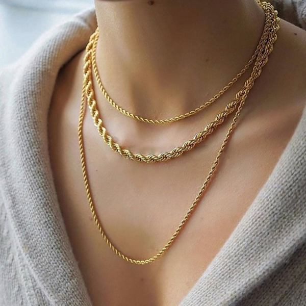 Rope Chain Snake Wide Halskæde GULD 46CM 46CM gold 46cm-46cm
