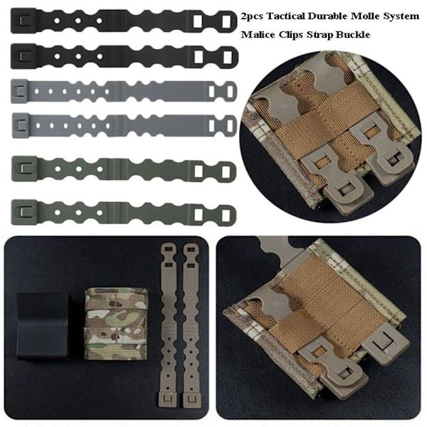 2stk Tactical Molle System Malice Clips SORT 15CM Black 15cm