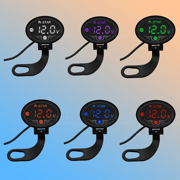 Motorcykel Intelligent Voltmeter Spänningsdisplay för bil Blue