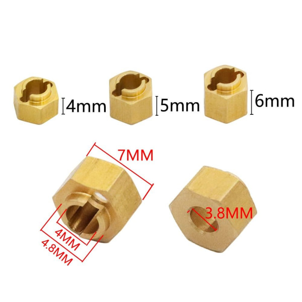 4stk Hjul Hex Hub Adapter Extenders 4MM 4MM 4mm