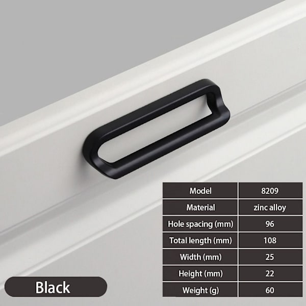 Skap Garderobe Dørhåndtak Møbelhåndtak SORT 96MM 96MM black 96mm-96mm