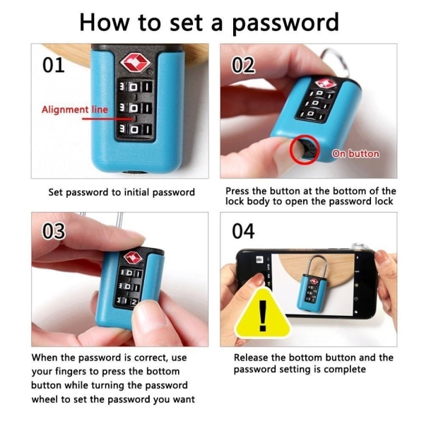 3-cifret kombinationslås Custom Password Lock MØRKE GRÅ Dark Grey