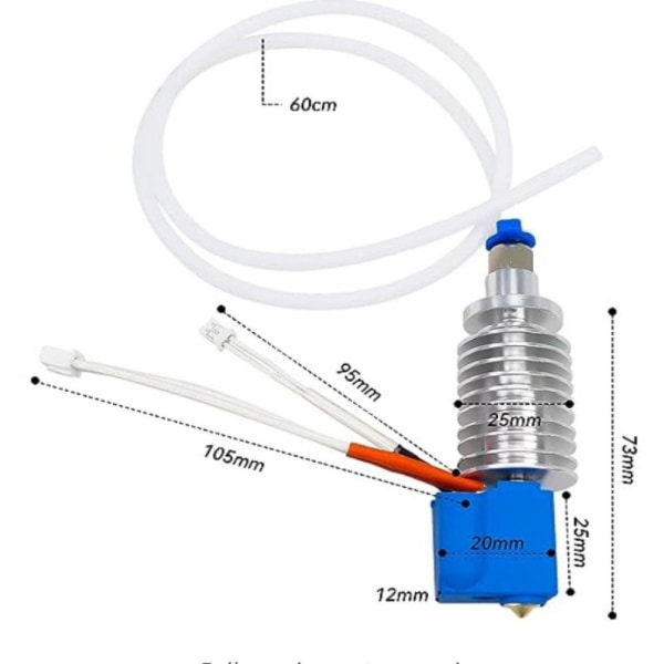 Hotend Kit 3D-printer samlet med 5 STK silikonestrømper