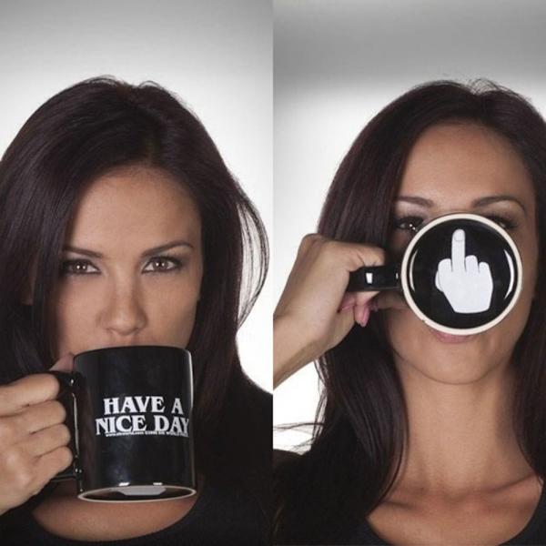 kaffe mugg Rolig kopp svart långfingermugg