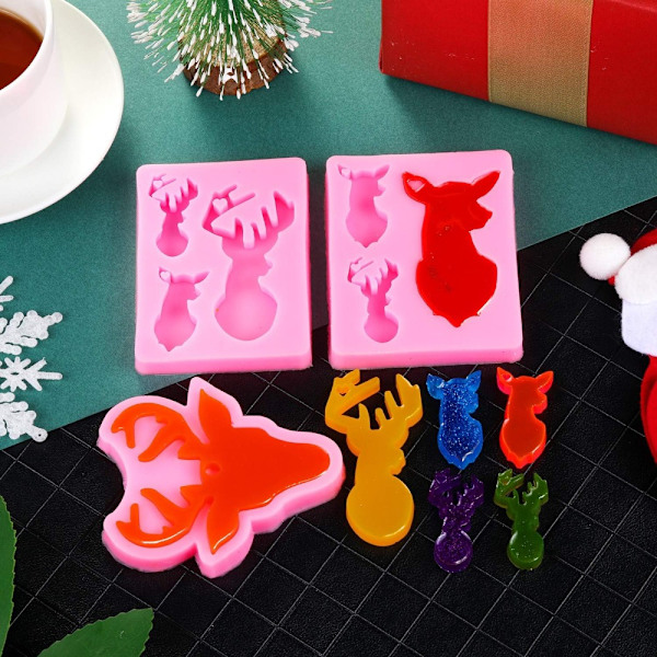 4 stk Deer Elk Nøgleringe Silikone Forme Resin Nøglering Forme