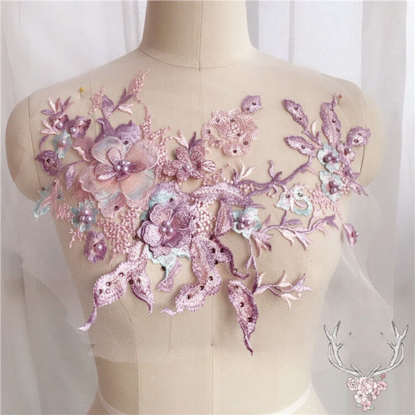 3D Spetsblommor Bröllopsklänning Trim 1 1 1