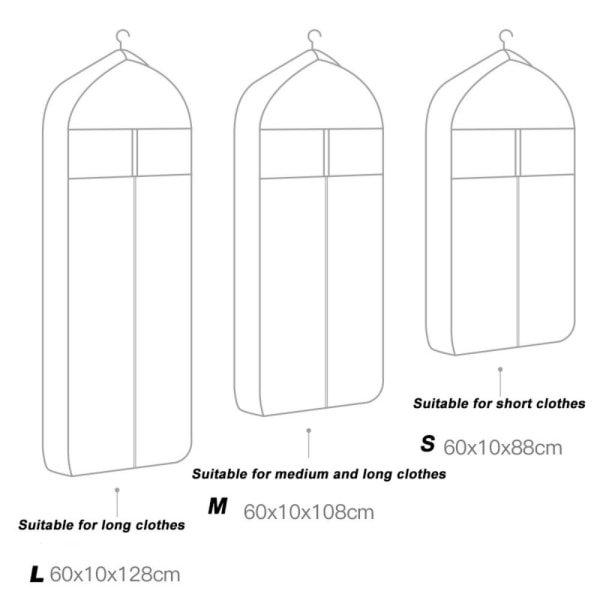Støvdæksel til tøj Opbevaringspose til tøj GRÅ S grey S