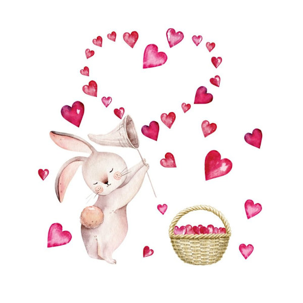 Lysende vægklistermærker Tegneserie kanin Decals Pink Heart