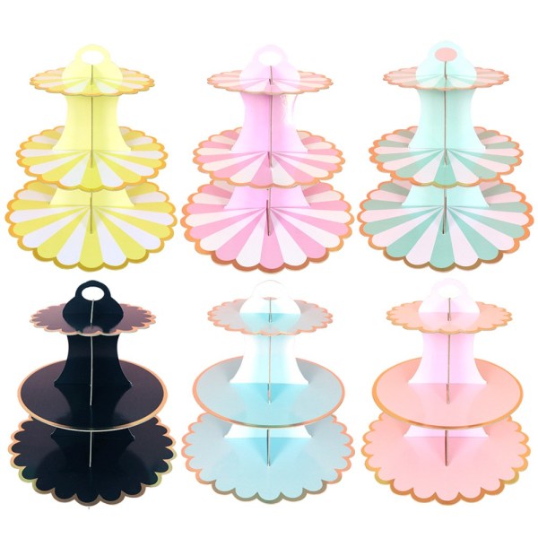 3 Etagers Cupcake Stand Papir Kageholder GUL 1 1 Yellow 1-1