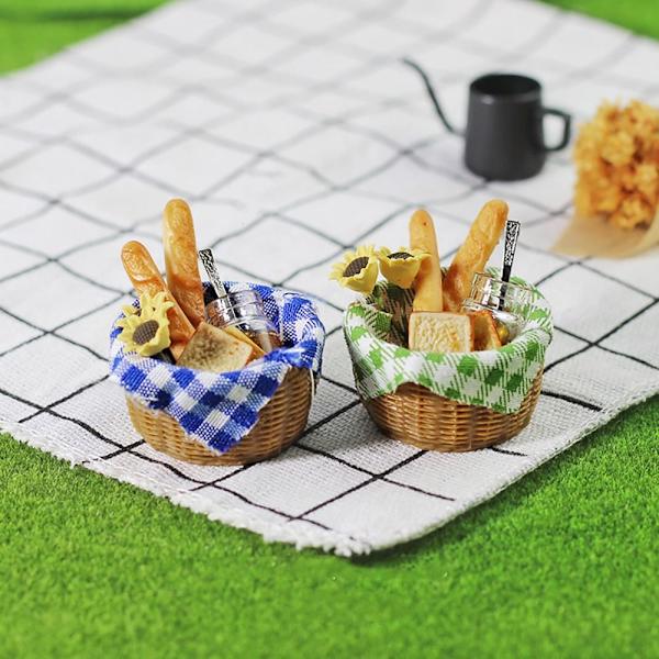 Miniatyyri leipäkori nukkekodin ruoka VIHREÄ green