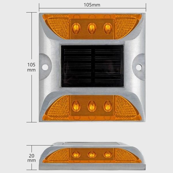 Solar Road Stud Light Trafikkmarkeringslys BLÅT BLINKER BLÅT Blue flashing