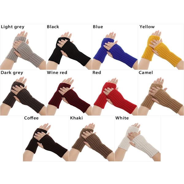 Långstickade handskar Fingerless vantar Armvärmare CAMEL camel