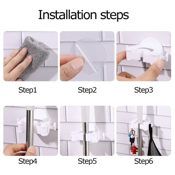 Broom Mopp Hållare Borste Broom Tidy Organizer GRÅ Grey