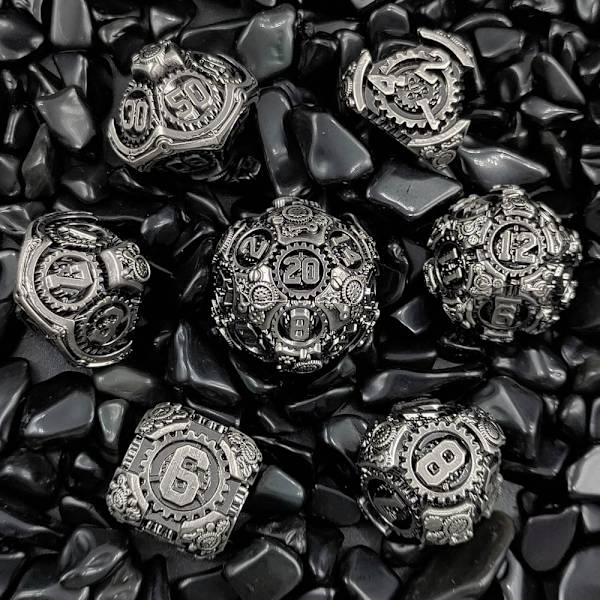 7 kpl metallinoppaan set , hopea silver