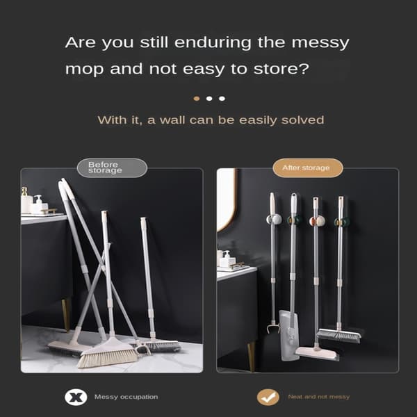 Kvast Mopphållare Borste Broom Tidy Organizer VIT White