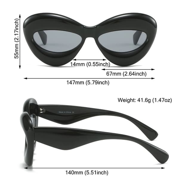 Y2K Solglasögon Cat Eye VIT VIT White