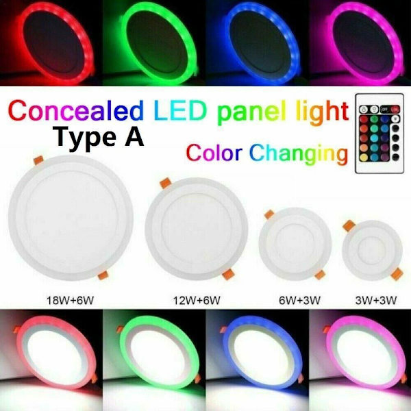 LED Takpanelljus Taklampa VIT&BLÅ 12W 12W white&blue 12w-12w