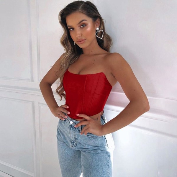 Ärmlös Top Off Shoulder Corset RED M red M