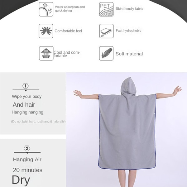 Hettekapper Håndkle Poncho GRÅ grey