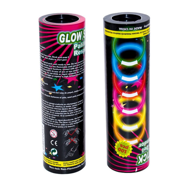 100 stk Glow Sticks Party favoriserer 8 farger