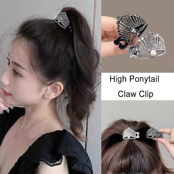 2 kpl Pearl Hair Clip High Ponytail Claw Clip B B B