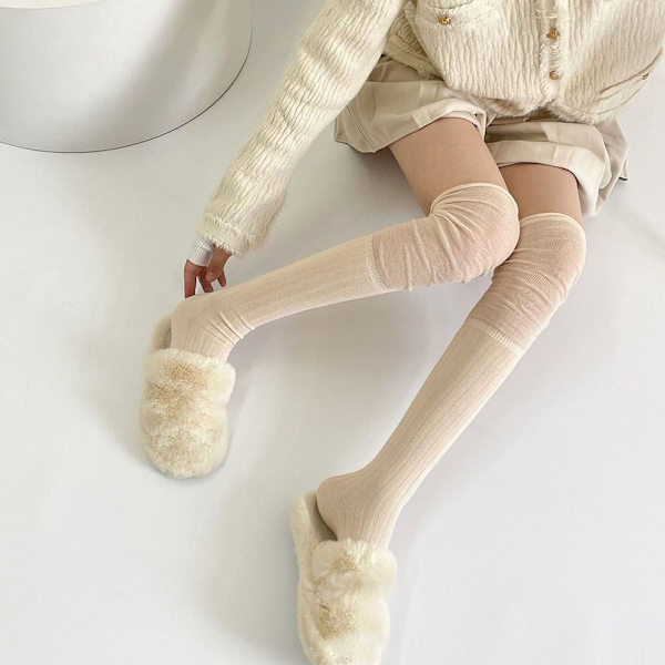 Lår Höga strumpor Solida strumpor BEIGE Beige