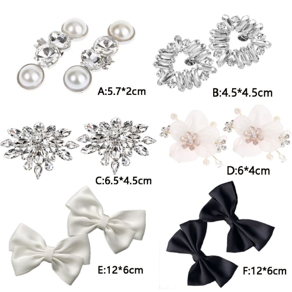 2PCS Skodekorationer Rhinestone Sko Clip F