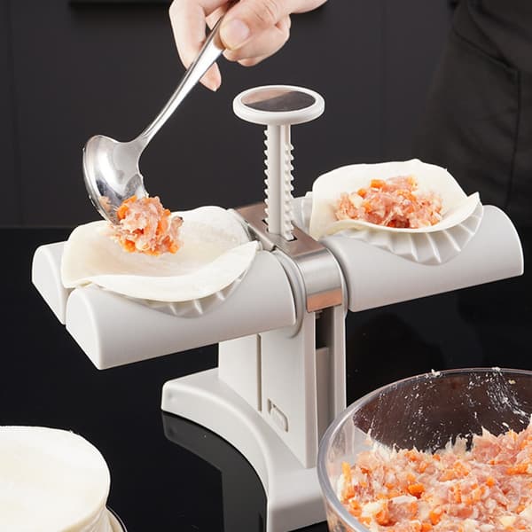 Helautomatisk Dumpling Machine Dubbelhuvud White