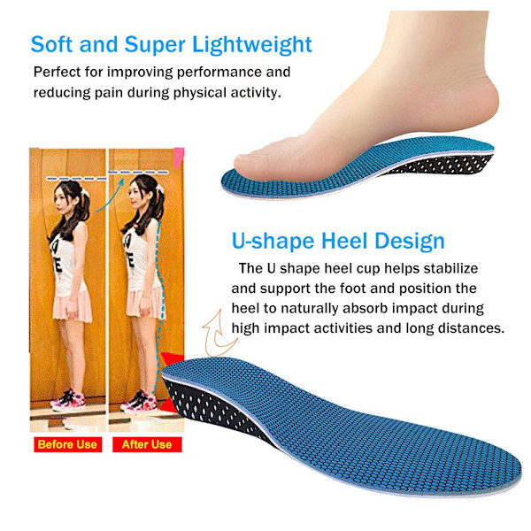 Memory Foam Invisible Height Öka innersulor BLÅ-3CM Blue-3cm