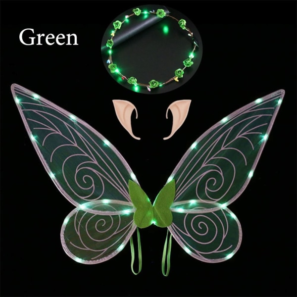 1 Set LED Fairy Wings Butterfly Wings GRÖN green