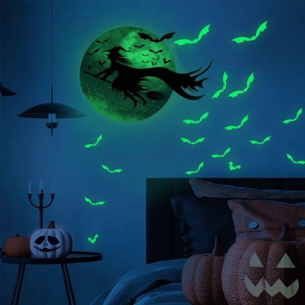 Halloween-koristetarra, joka hehkuu pimeässä makuuhuoneen tarroissa
