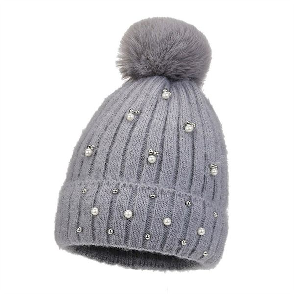 Vintermössa Stickad Cap GRÅ grey