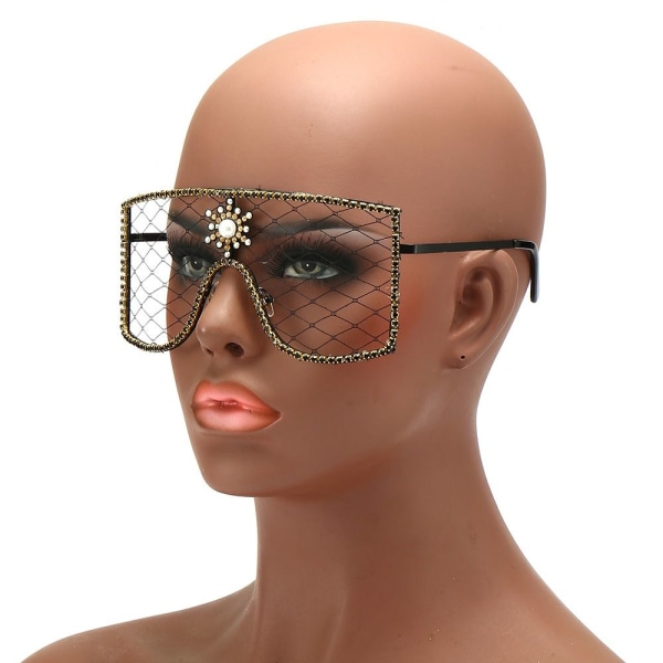 Rhinestone Mesh Glasses Y2K Solbriller C01 C01 C01
