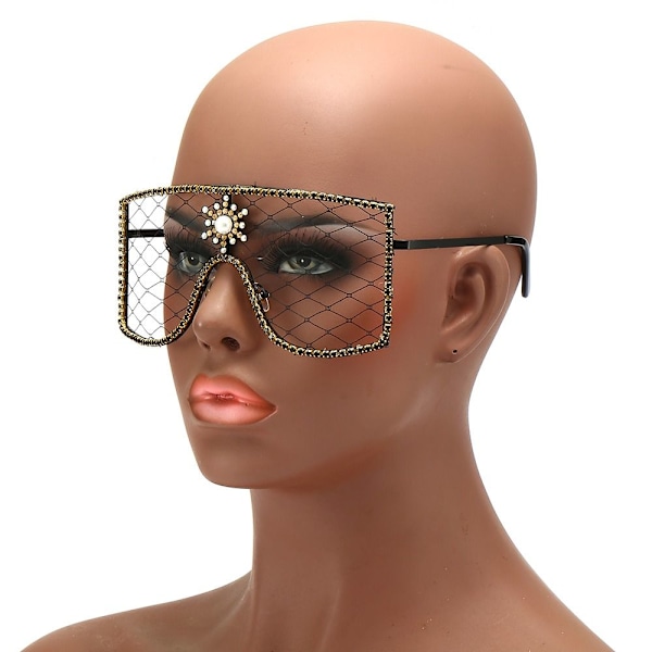 Rhinestone Mesh Glasses Y2K Solbriller C03 C03 C03