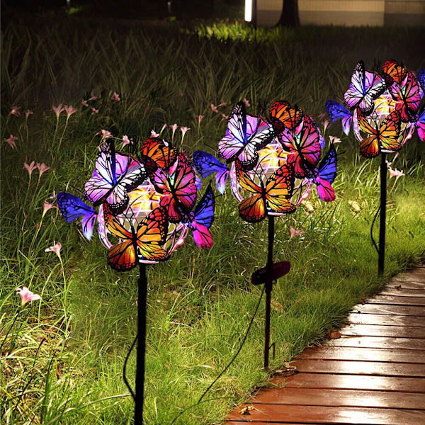 2PACK Butterfly Ball Wind Chime Lamp Butterfly LED Solar Light 2pcs