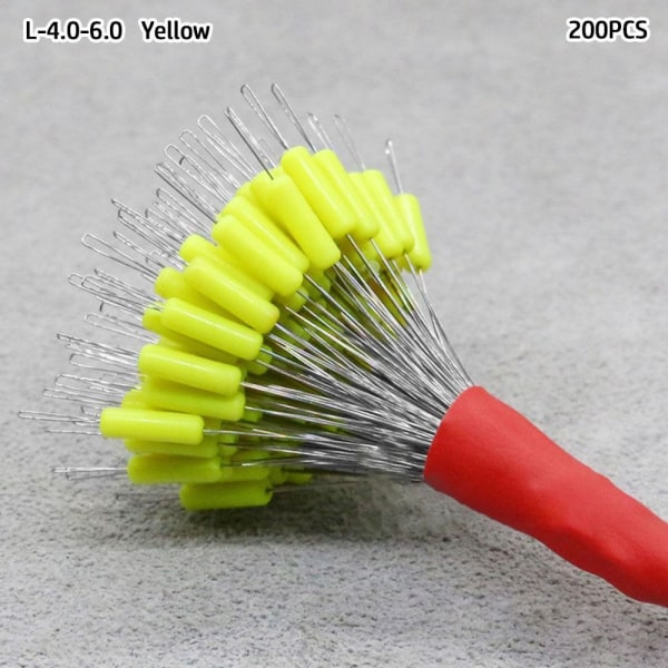 200 kpl Fishing Bobber Stopper -kumipapu KELTAINEN L-4.0-6.0 Yellow L-4.0-6.0-L-4.0-6.0