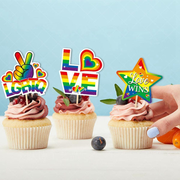 20 kpl Cupcake Toppers Rainbow Party Cake Decor 20pcs