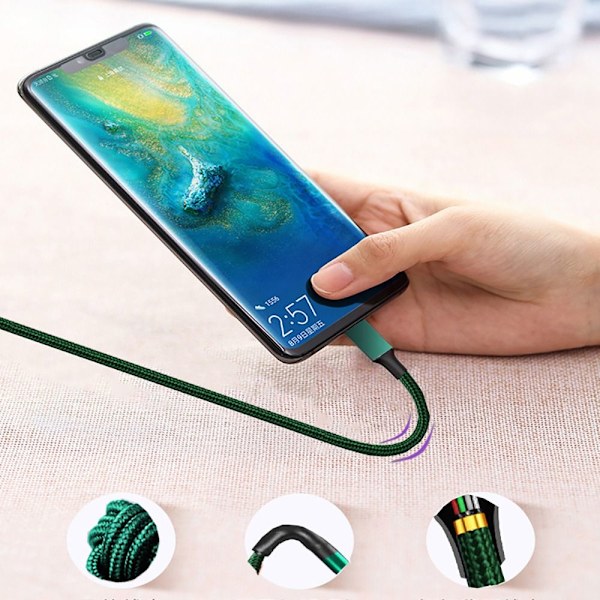 Typ C-kabel USB-C-datasladd GRÖN 0,5M Green 0.5m