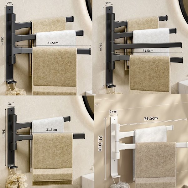 Pyörivä pyyheteline grey 2 rods-2 rods