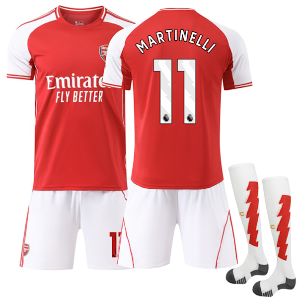 2025-2026 Arsenal Hjemme Barn Fotballdrakt Sett med Sokker Nr. 11 Martinelli 24