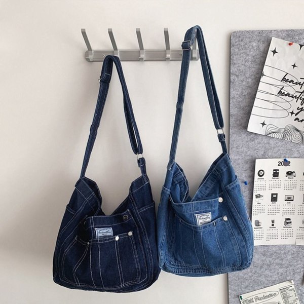 Denim Axelväskor Crossbody-väska MÖRKBLÅ dark blue